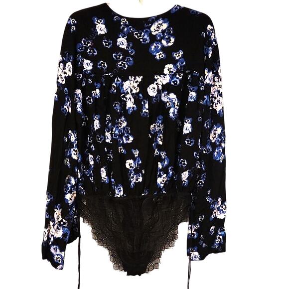 NWT - Forties Feels Romantic Black Floral Bodysuit Romper - Medium - Picture 5 of 6